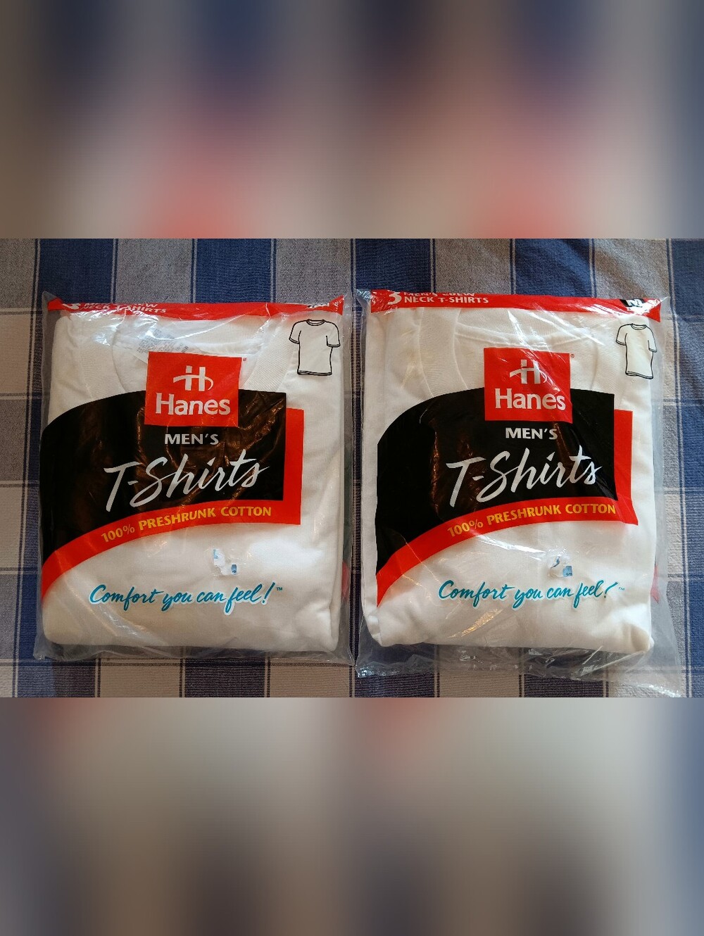 Vintage 1997 Hanes Men's Comfort T-Shirt 2 Lot 3 Pack Size Medium Crew Neck New